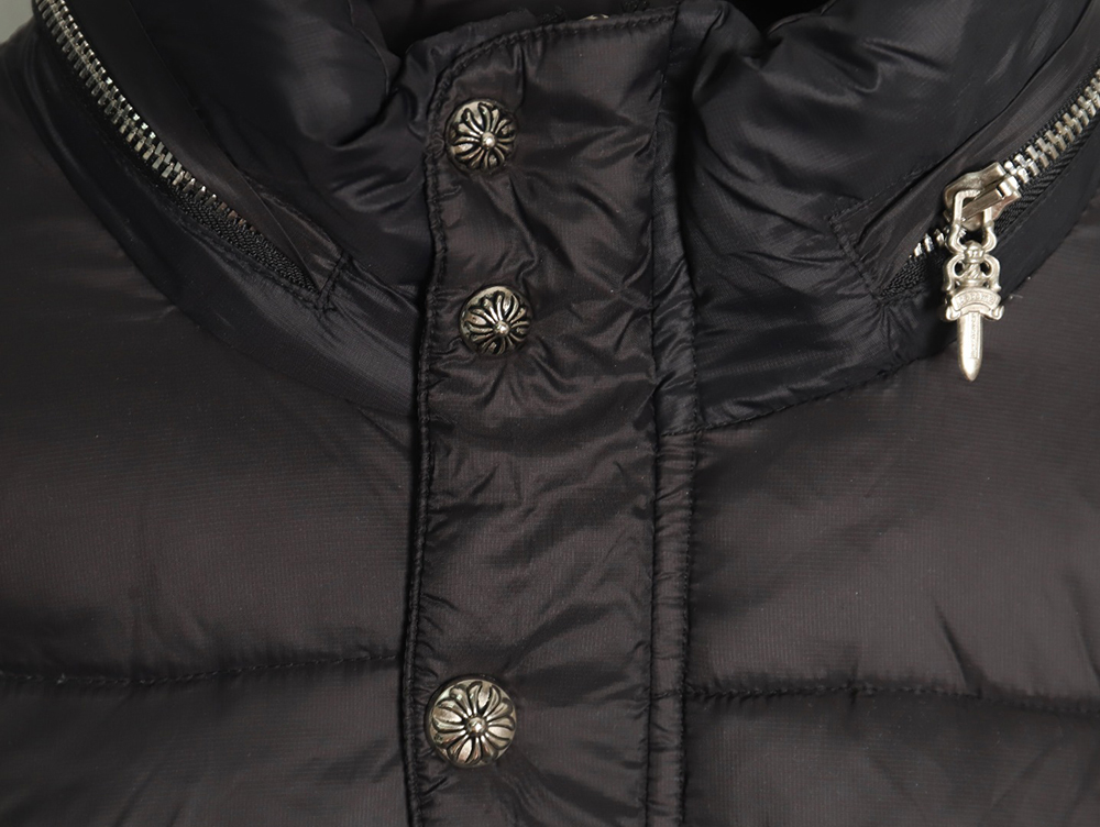 Chrome Hearts cross leather label embroidery remake silver down jacket