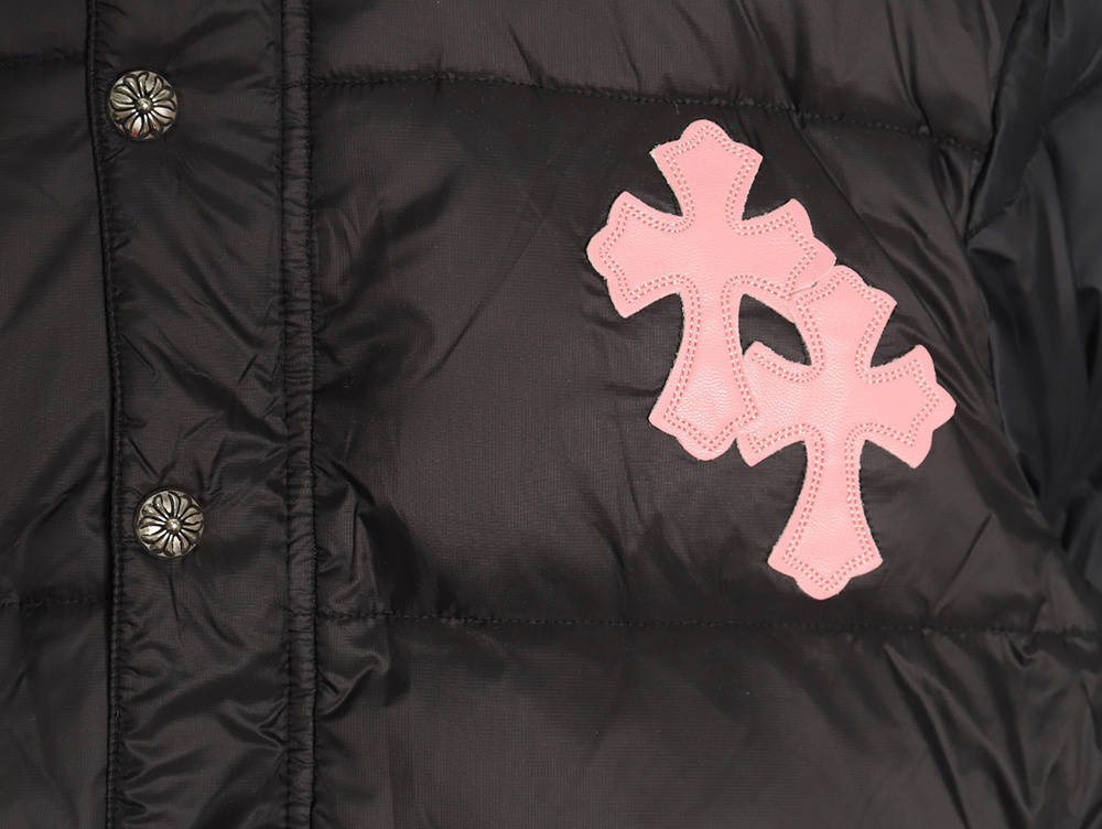 Chrome Hearts cross leather label embroidery remake silver down jacket