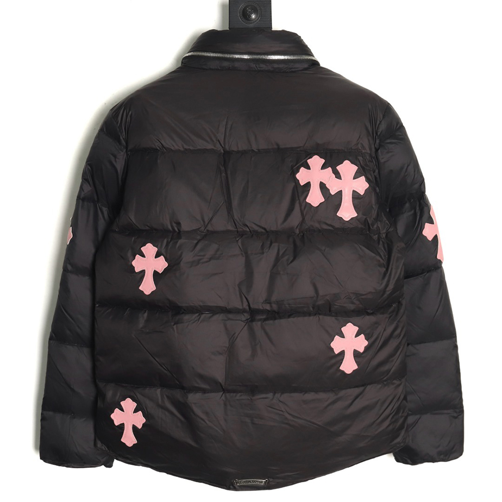 Chrome Hearts cross leather label embroidery remake silver down jacket