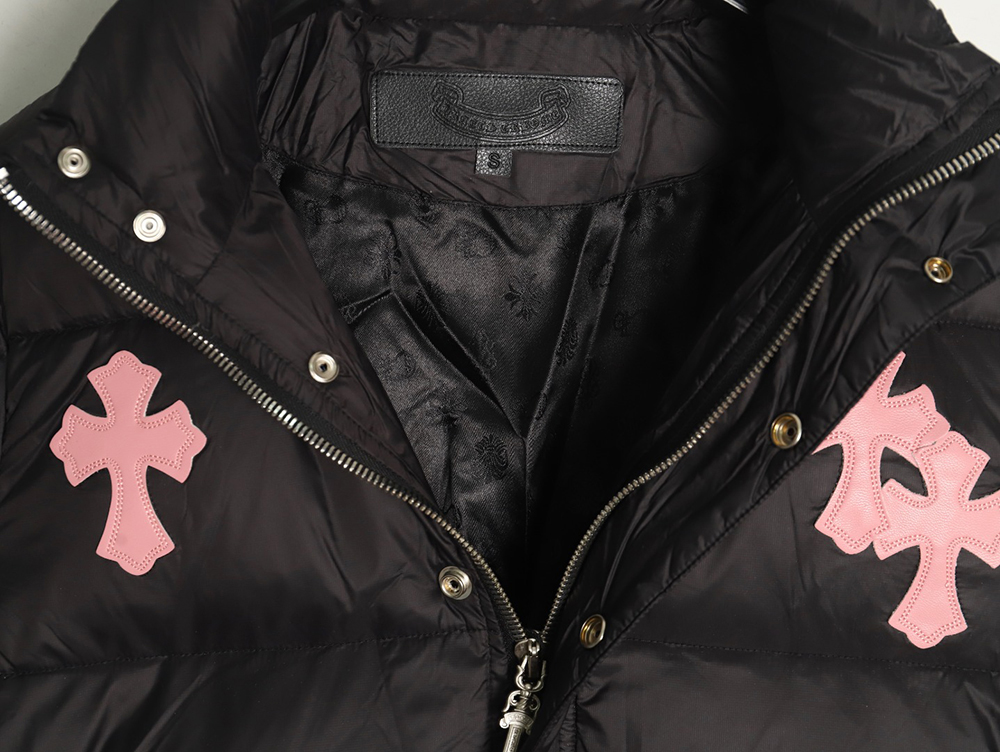 Chrome Hearts cross leather label embroidery remake silver down jacket