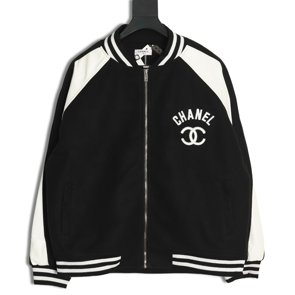 Chanel splicing embroidery baseball jacket TSK1