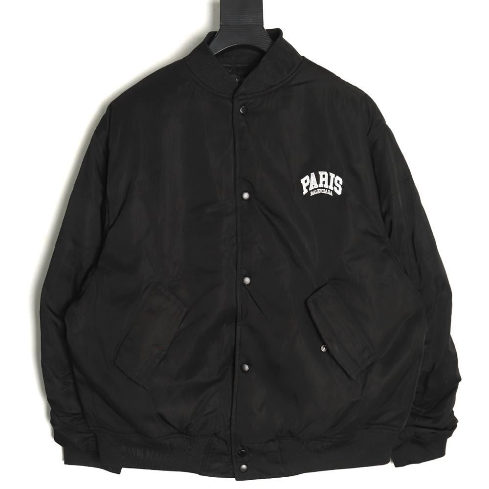 Balenciaga Paris English letter embroidered baseball jacket