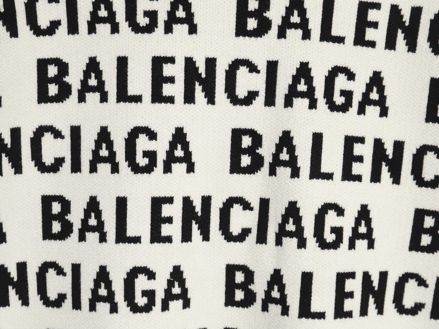 Balenciaga jacquard full print bullet screen letter round neck sweater