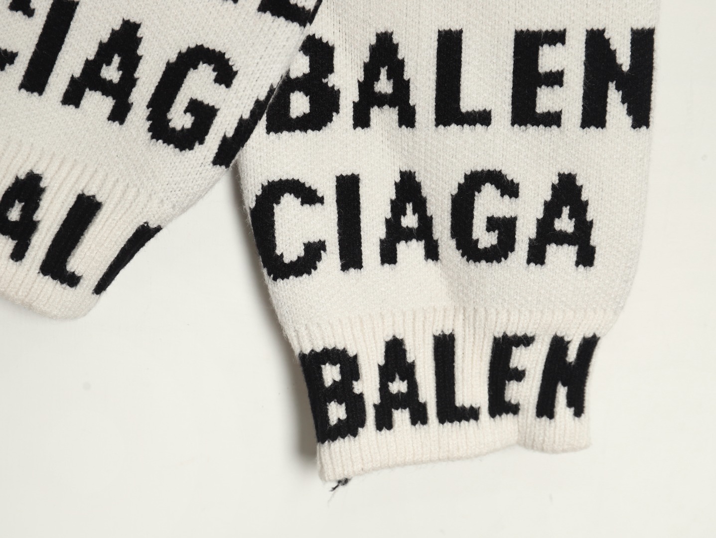Balenciaga jacquard full print bullet screen letter round neck sweater