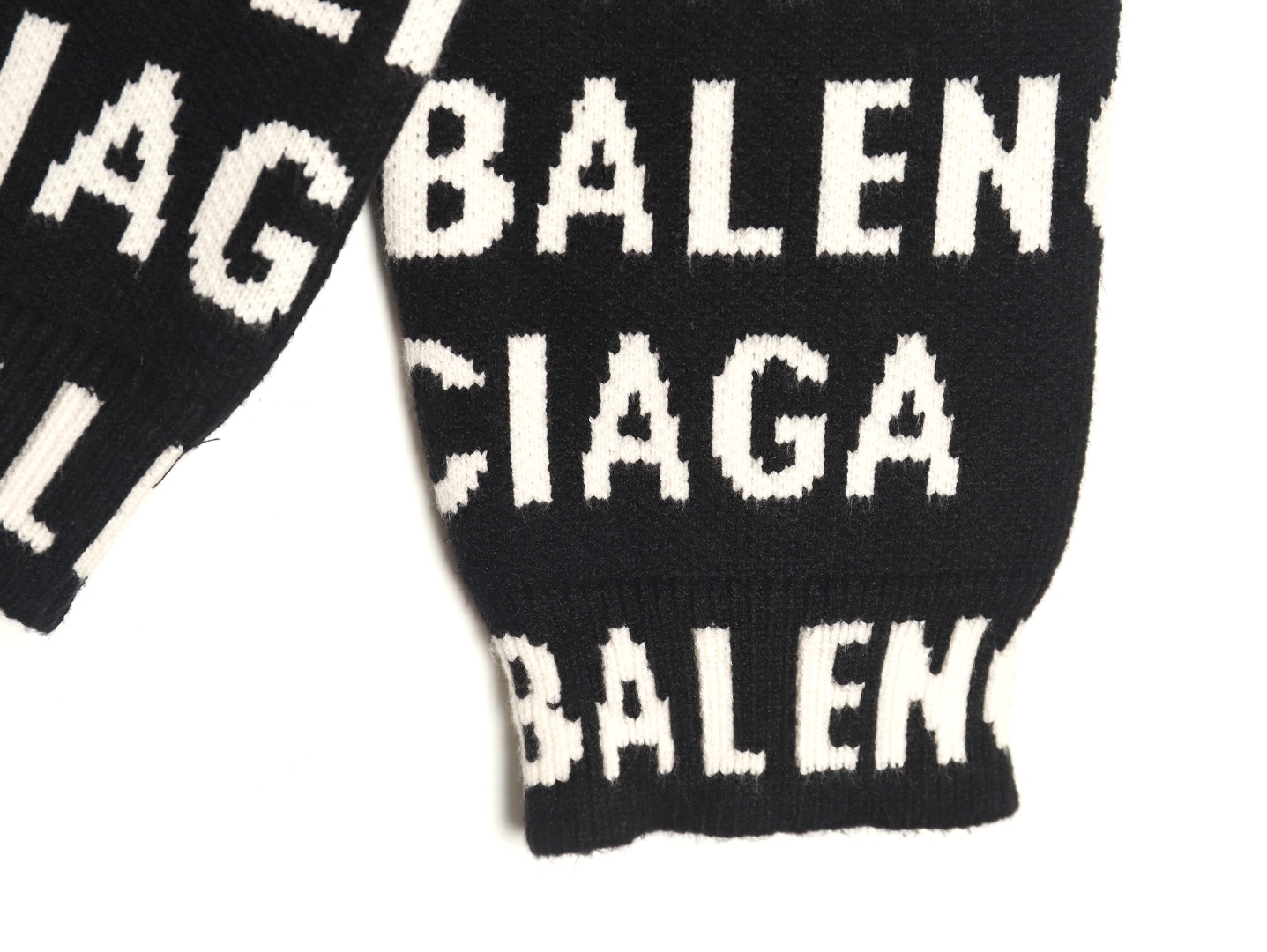 Balenciaga jacquard full print bullet screen letter round neck sweater TSK1