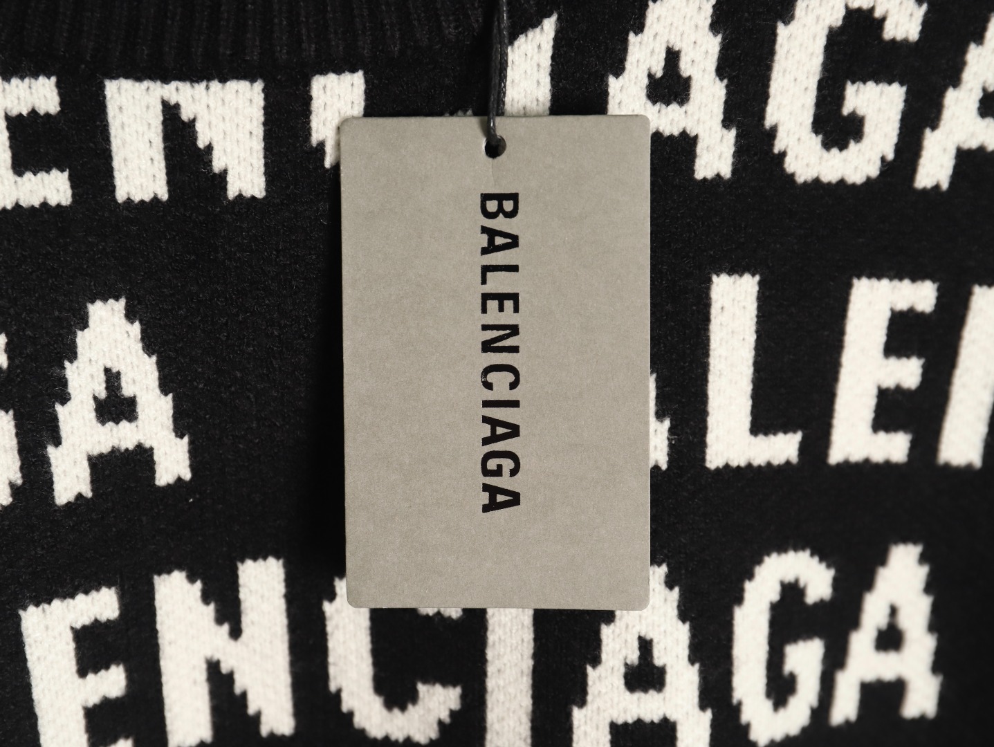 Balenciaga jacquard full print bullet screen letter round neck sweater TSK1