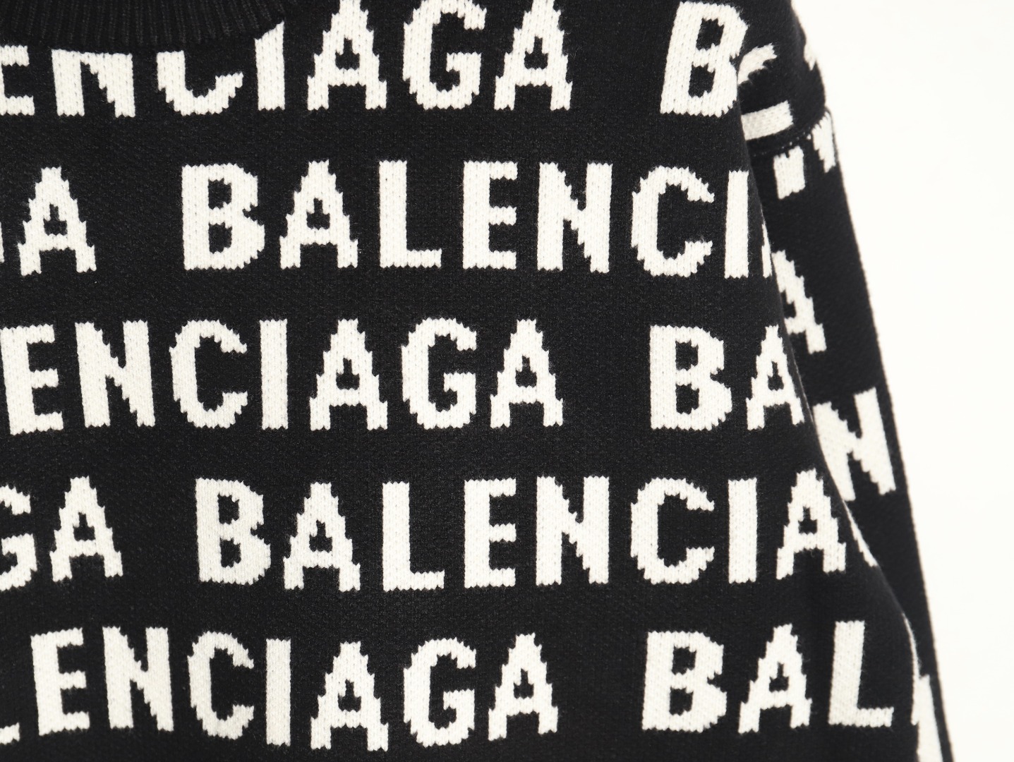 Balenciaga jacquard full print bullet screen letter round neck sweater TSK1