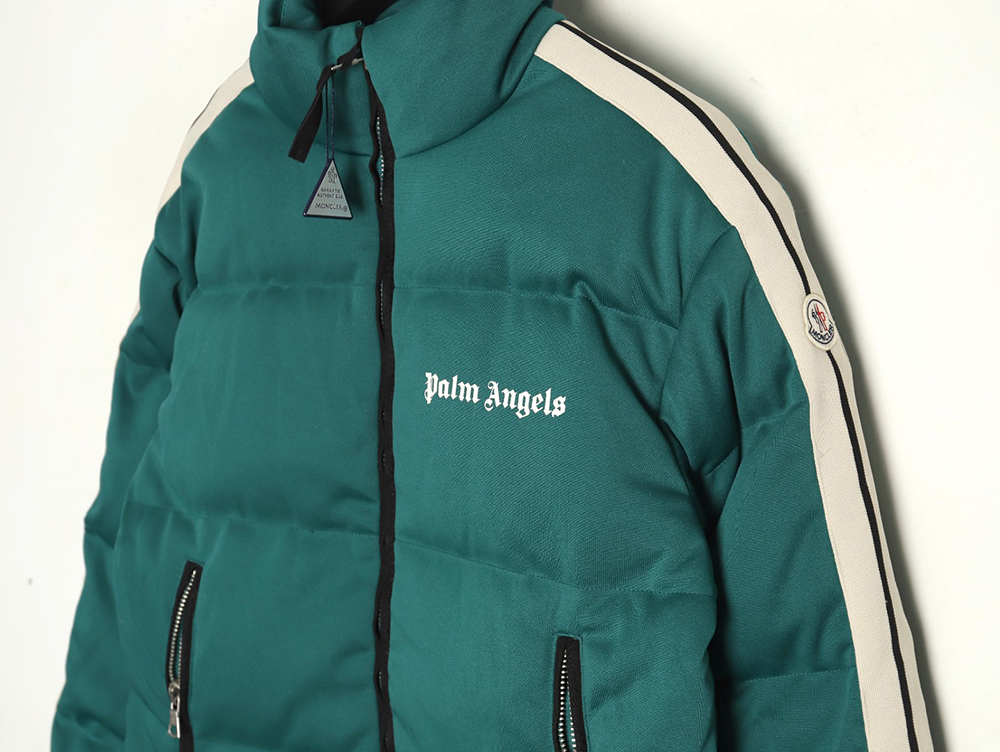 Moncler & Palm Angels joint color strip embroidery logo down jacket