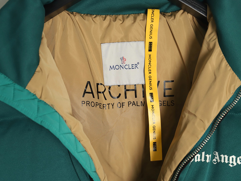 Moncler & Palm Angels joint color strip embroidery logo down jacket