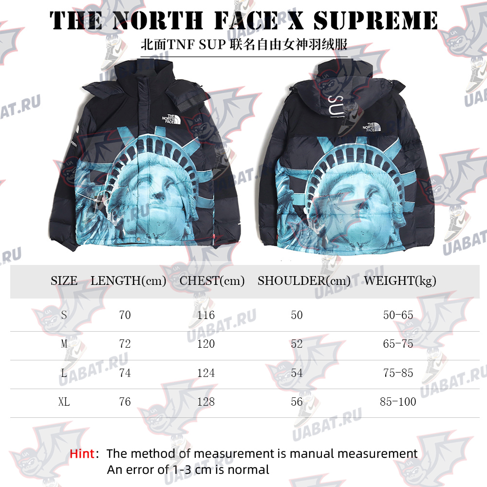 The North Face x Supreme joint Statue of Liberty down jacket