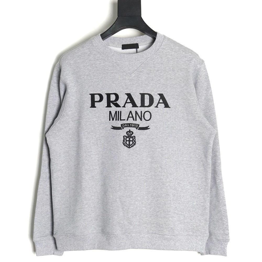 Prada embroidered logo crewneck sweatshirt TSK1