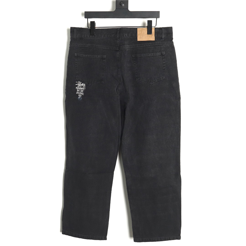 Stussy Black Eight Embroidered Washed Jeans TSK1