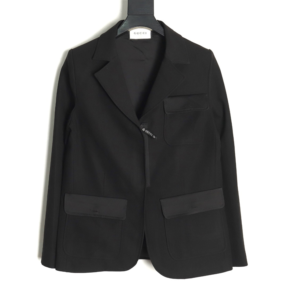 Gucci Solid Satin Wool Jacket Suit