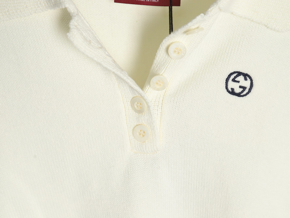 Gucci Double G embroidered lapel half-breasted wool knit sweater