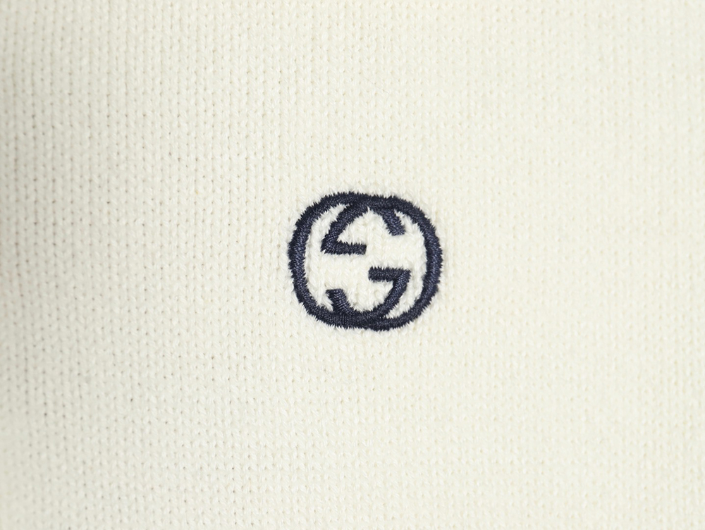 Gucci Double G embroidered lapel half-breasted wool knit sweater