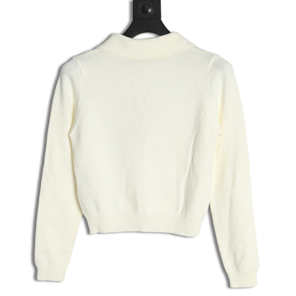 Gucci Double G embroidered lapel half-breasted wool knit sweater
