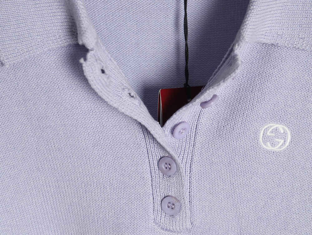 Gucci Double G embroidered lapel half-breasted wool knit sweater TSK1