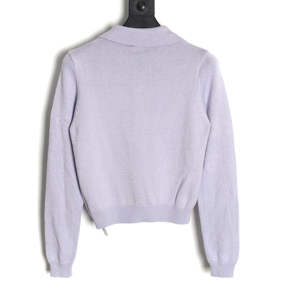 Gucci Double G embroidered lapel half-breasted wool knit sweater TSK1