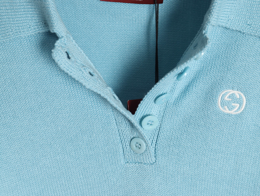 Gucci Double G embroidered lapel half-breasted wool knit sweater TSK2