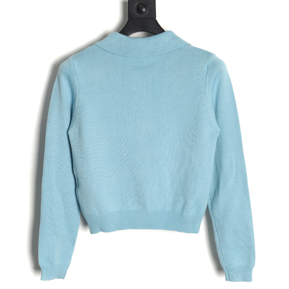 Gucci Double G embroidered lapel half-breasted wool knit sweater TSK2