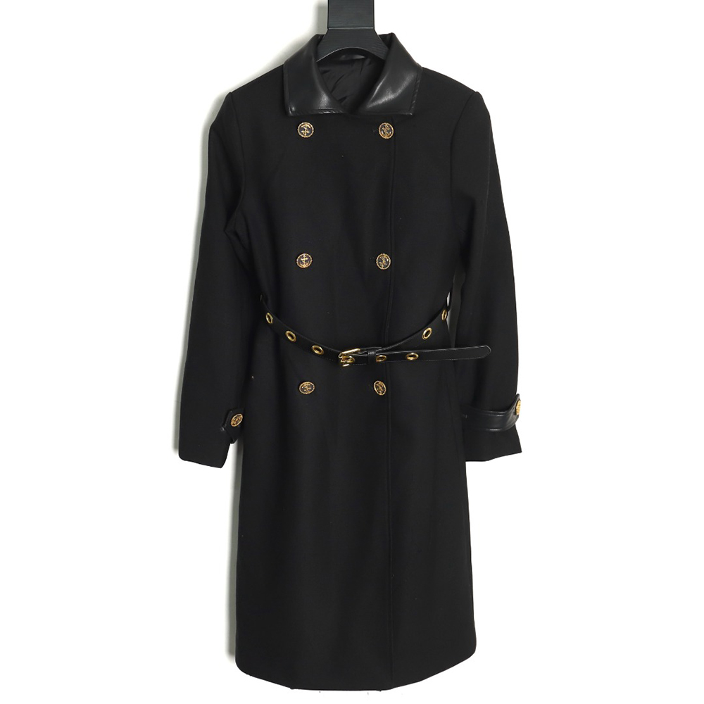 Louis Vuitton wool belt long trench coat TSK1