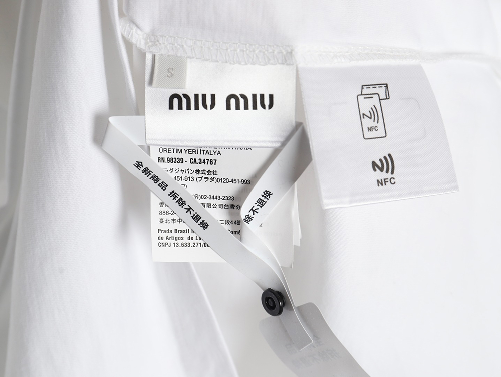 Miu Miu Embroidered Cotton Long Sleeve T-Shirt