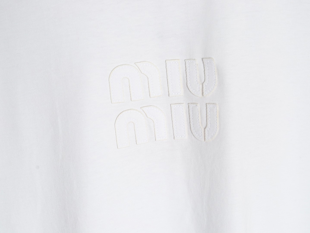 Miu Miu Embroidered Cotton Long Sleeve T-Shirt