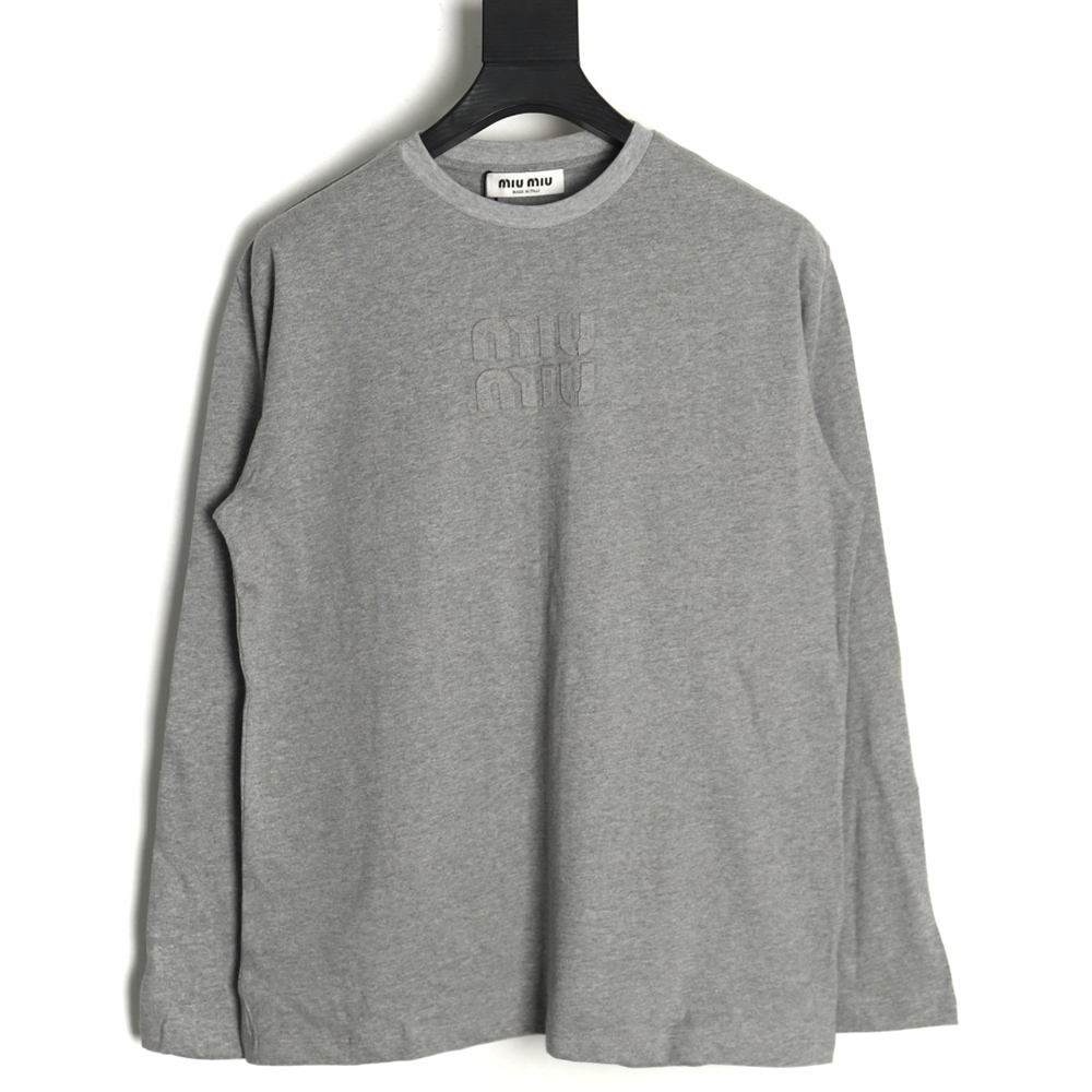 Miu Miu Embroidered Cotton Long Sleeve T-Shirt TSK1