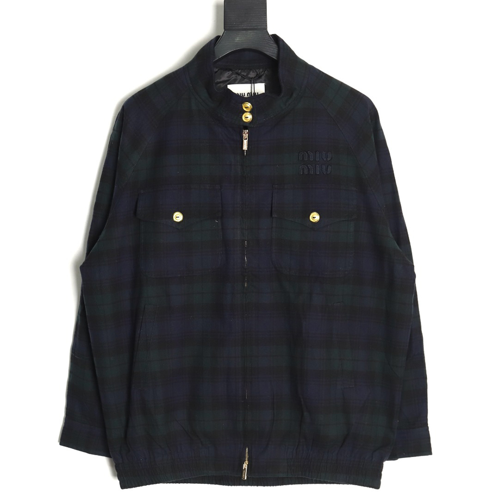 Miu Miu embroidered monogram check jacket