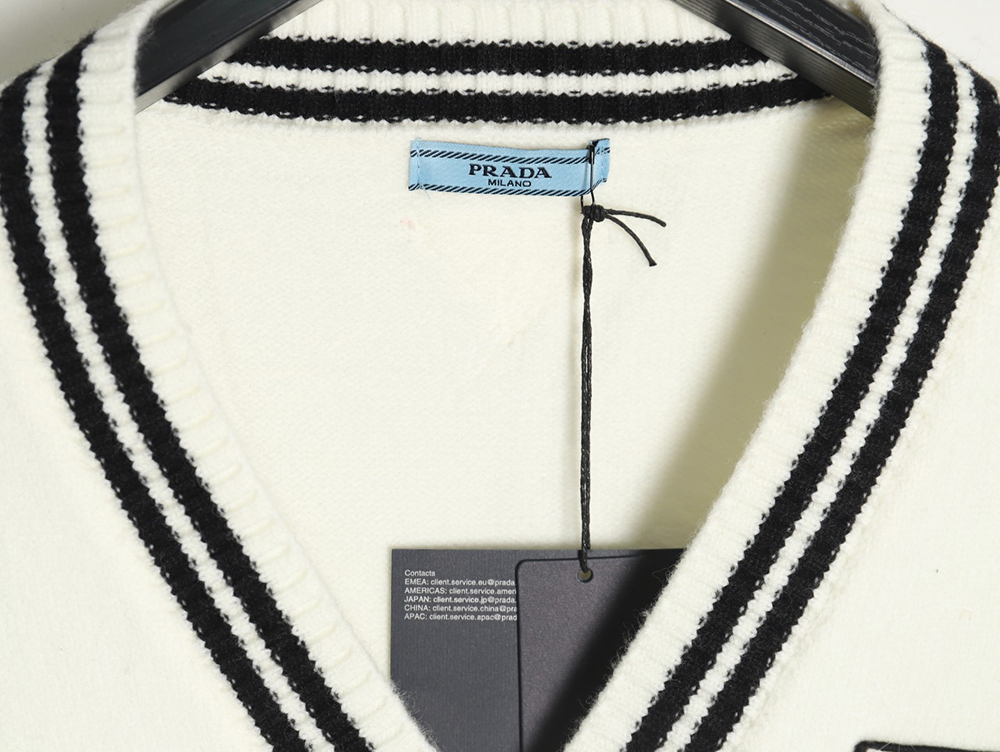 Prada Embroidered Preppy Cardigan Sweater