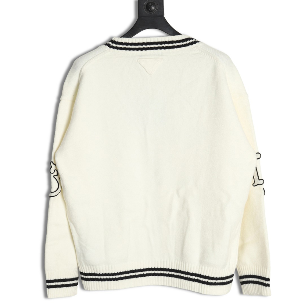 Prada Embroidered Preppy Cardigan Sweater