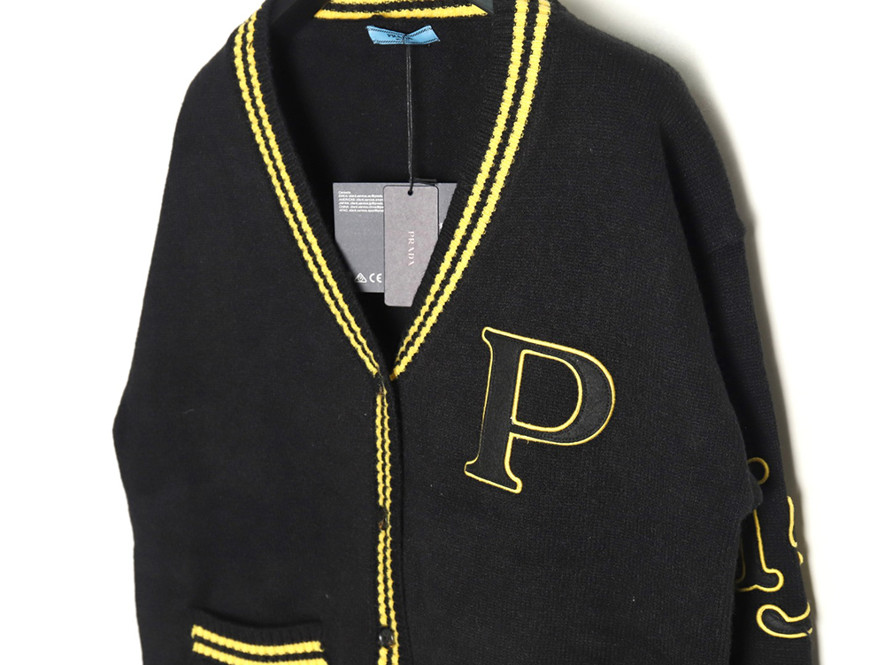 Prada Embroidered Preppy Cardigan Sweater TSK1