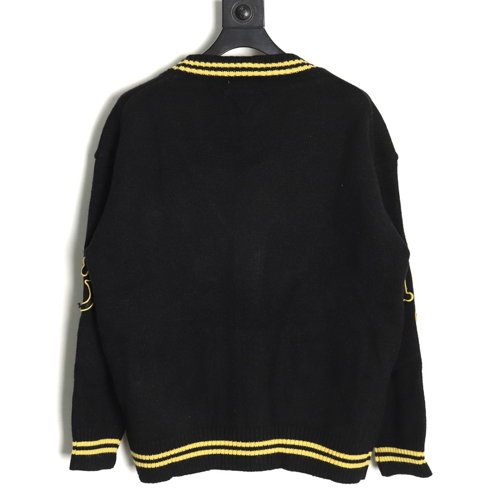 Prada Embroidered Preppy Cardigan Sweater TSK1