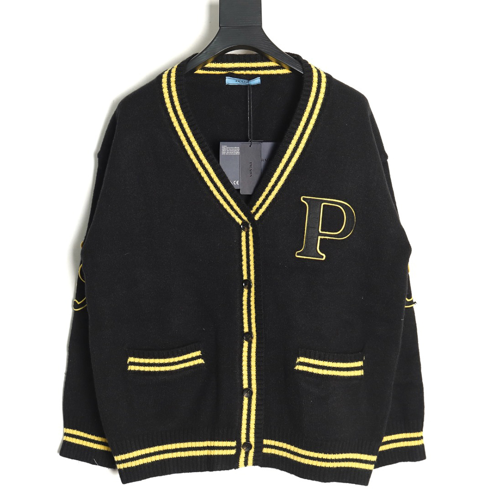 Prada Embroidered Preppy Cardigan Sweater TSK1