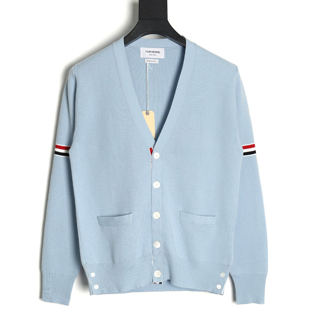 Thom Browne Double Sleeves Web Armband Cardigan Sweater