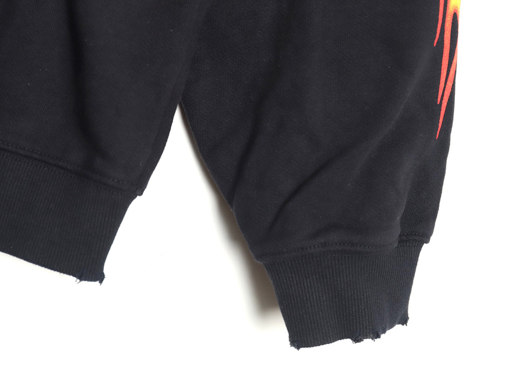 Balenciaga Double Ring Flame Washed Distressed Hooded Zip-Up Jacket