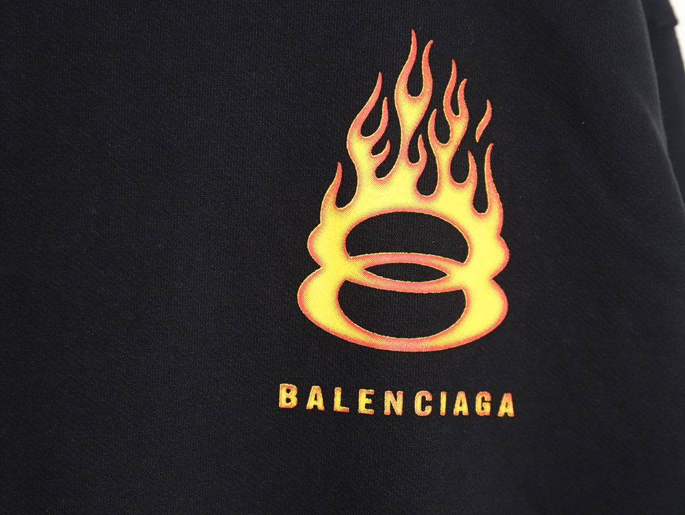 Balenciaga Double Ring Flame Washed Distressed Hooded Zip-Up Jacket
