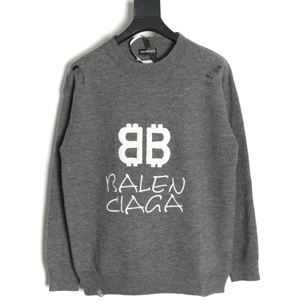 Balenciaga Double B embroidered knitted crewneck sweater