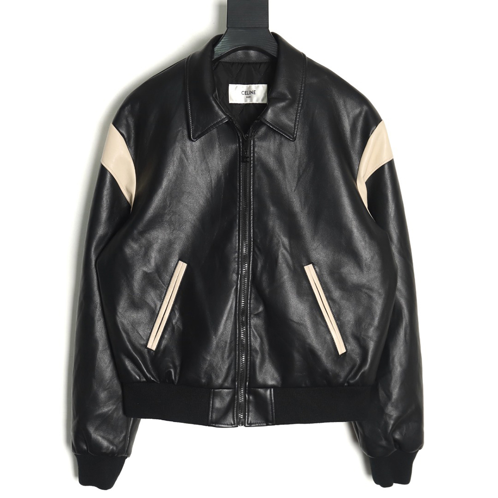 Celine paneled cotton leather jacket