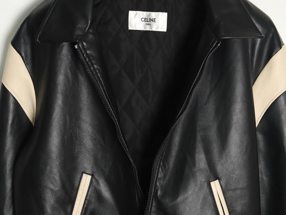Celine paneled cotton leather jacket