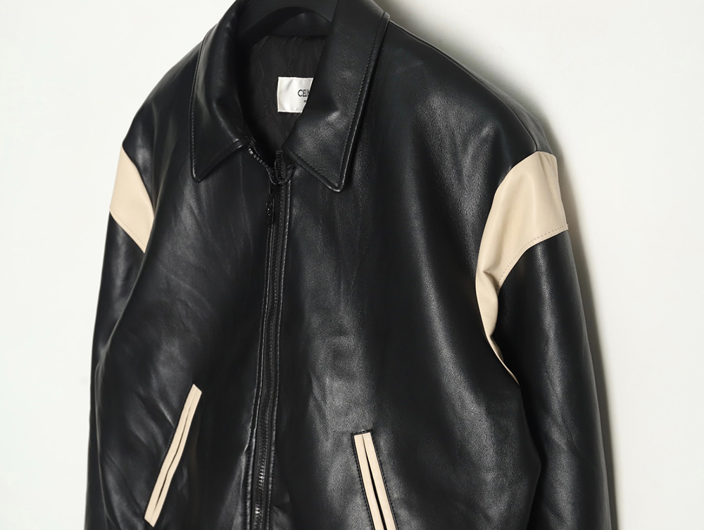 Celine paneled cotton leather jacket