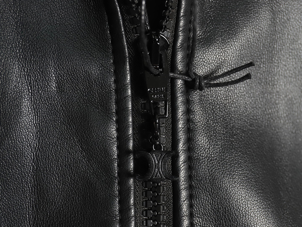 Celine paneled cotton leather jacket