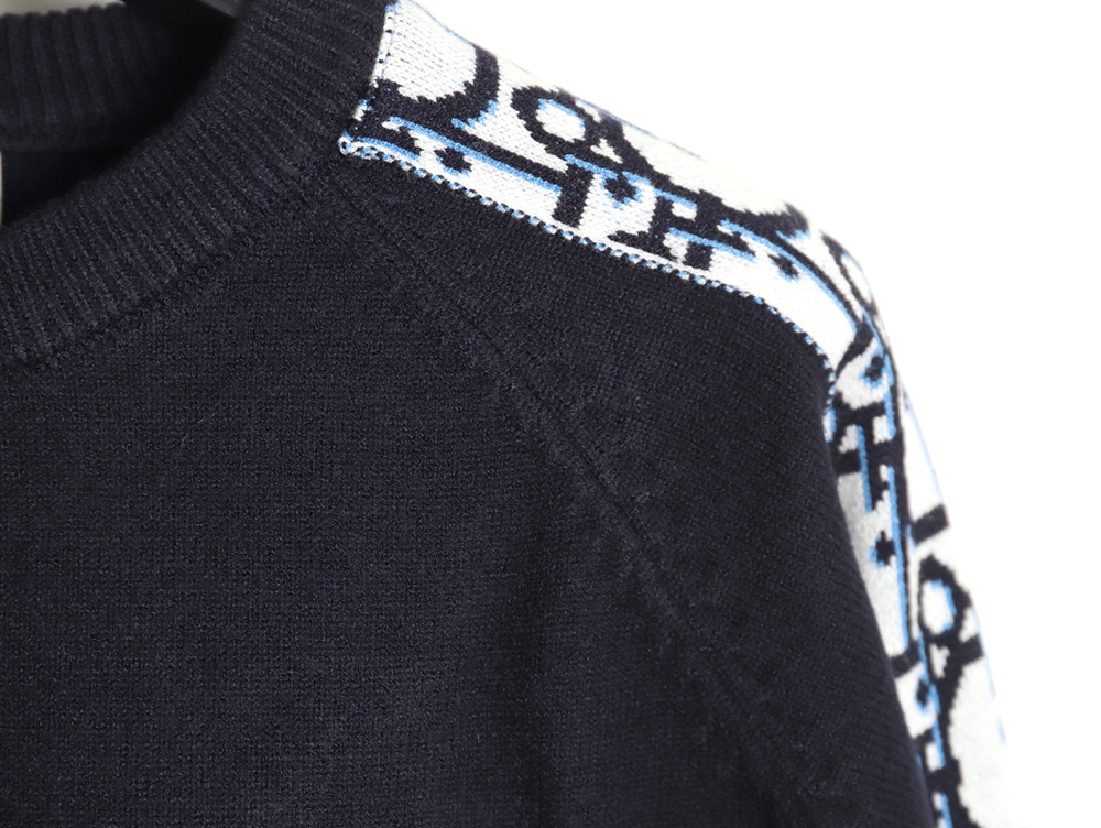 Dior side letter LOGO webbing crew neck sweater