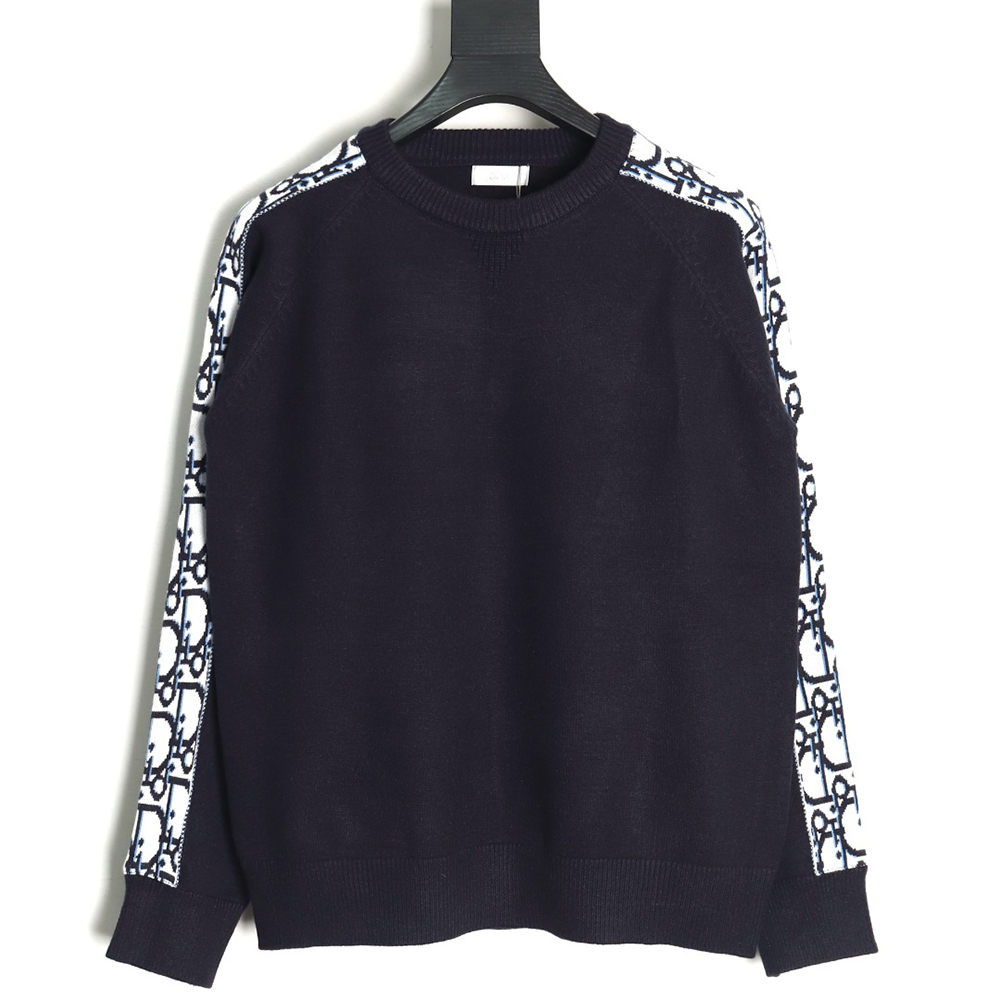 Dior side letter LOGO webbing crew neck sweater