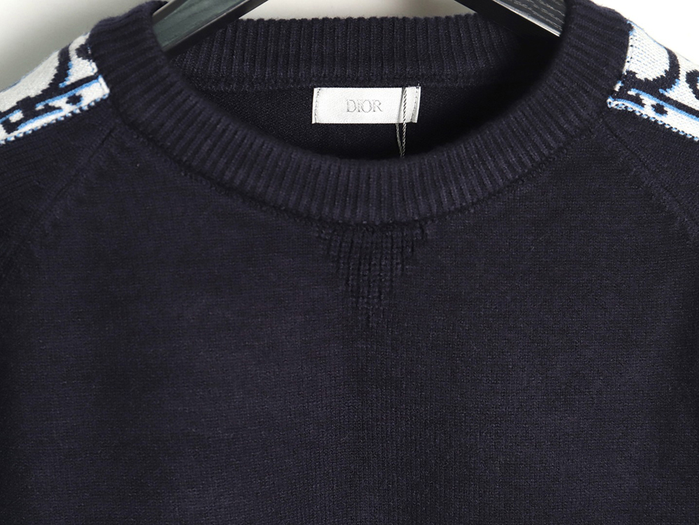 Dior side letter LOGO webbing crew neck sweater