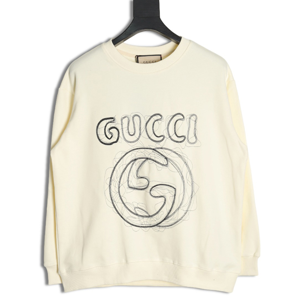 Gucci embroidered Double G letter logo crew neck sweatshirt