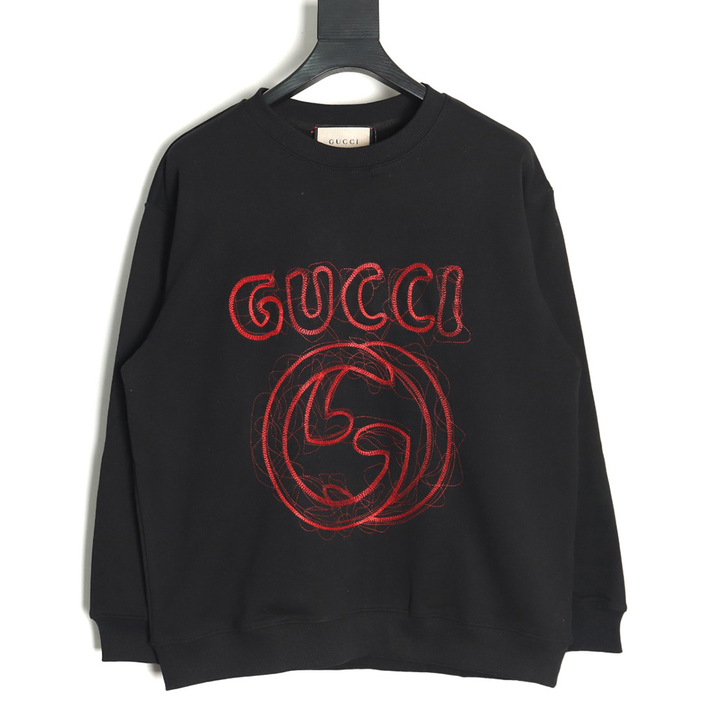 Gucci embroidered Double G letter logo crew neck sweatshirt TSK1