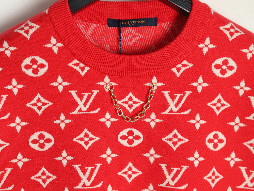 Louis Vuitton chain all over print monogram round neck sweater