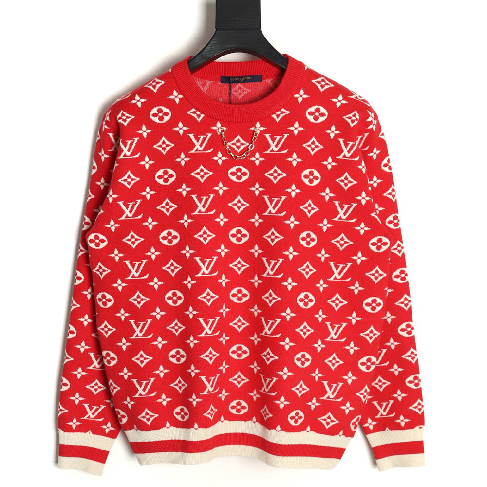Louis Vuitton chain all over print monogram round neck sweater