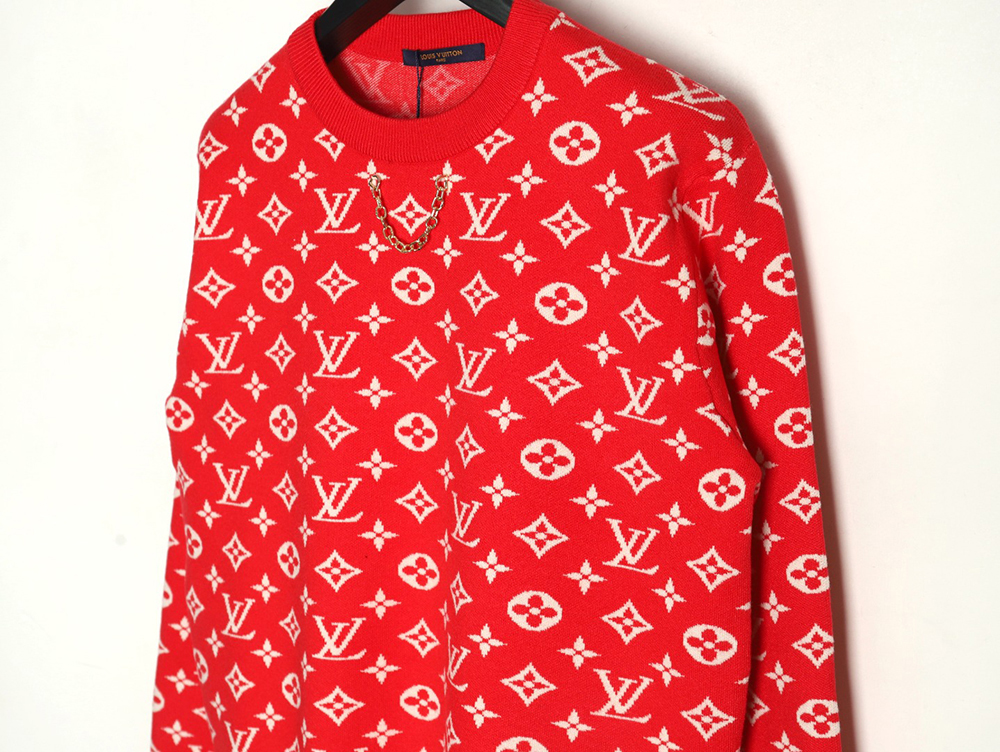 Louis Vuitton chain all over print monogram round neck sweater